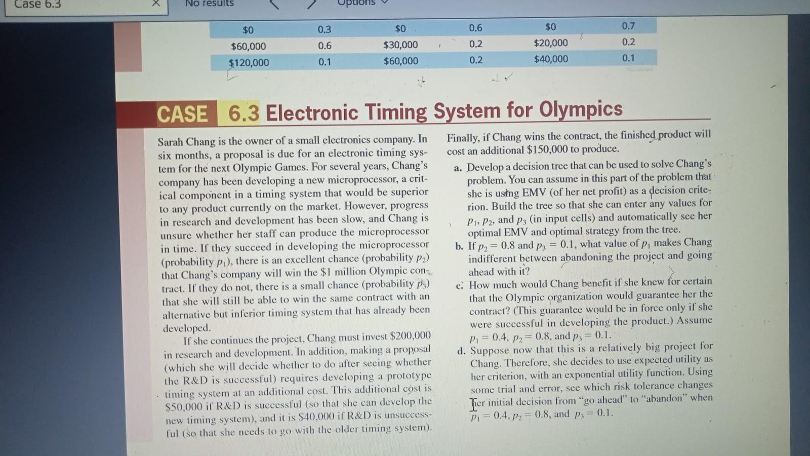 Please do (c )and (d) Case 6.3 No results 0.3 $0