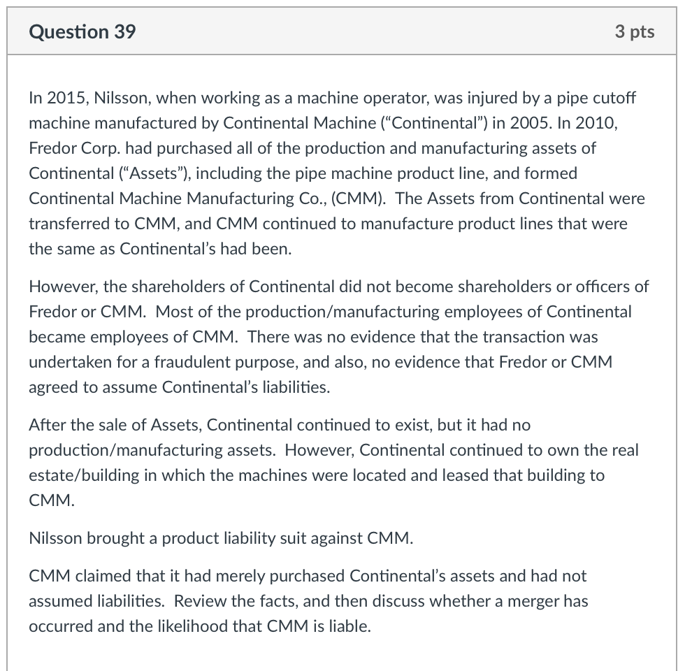 Question 39 3 pts In 2015, Nilsson, when working