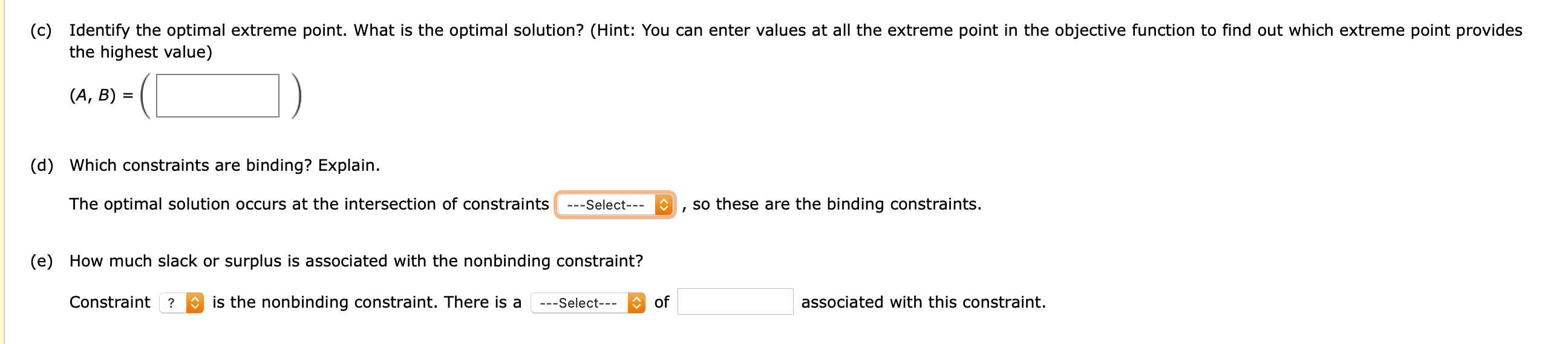 Consider the following linear program. Search Max