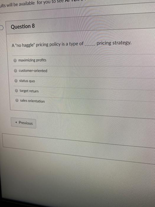 ults will be available for you to Question 8 A