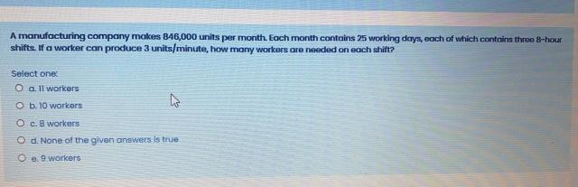 A manufacturing company makes 846,000 units per