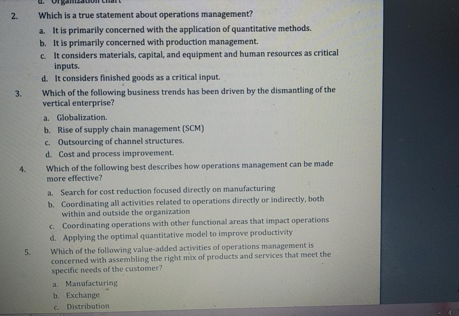 2. 3. Which is a true statement about operations