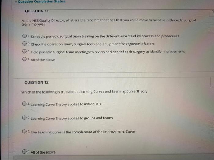Question Completion Status: QUESTION 7 1 A newly