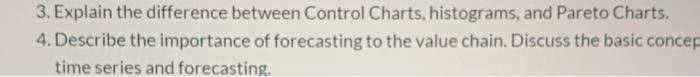 3. Explain the difference between Control Charts,