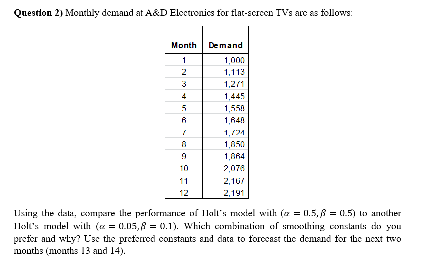 Please clearly show work / formulations for each