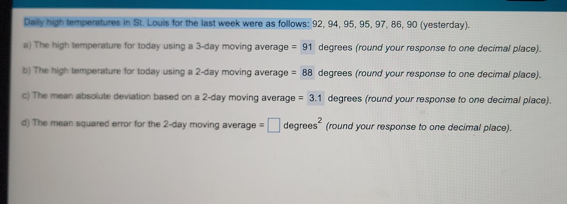 i also need the (MAPE) for 2 day moving average
