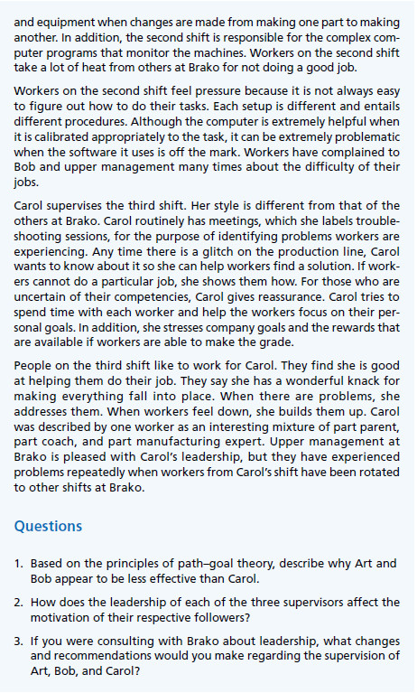 case study CH6 Three Shifts, Three Supervisors