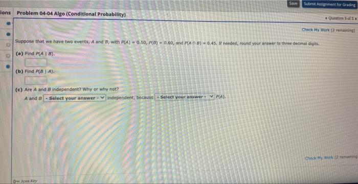 Save Submit Assignment for Grading ons Problem