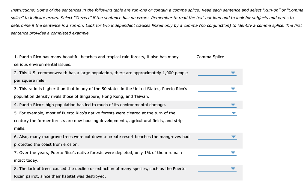 Instructions: Some of the sentences in the