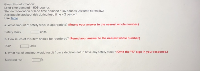 Given this information: Lead-time demand = 605