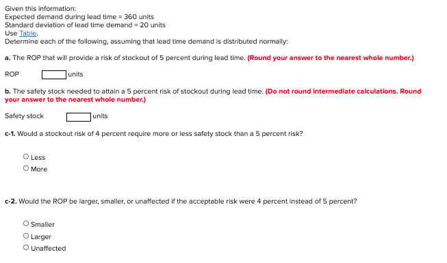 Given this information: Expected demand during