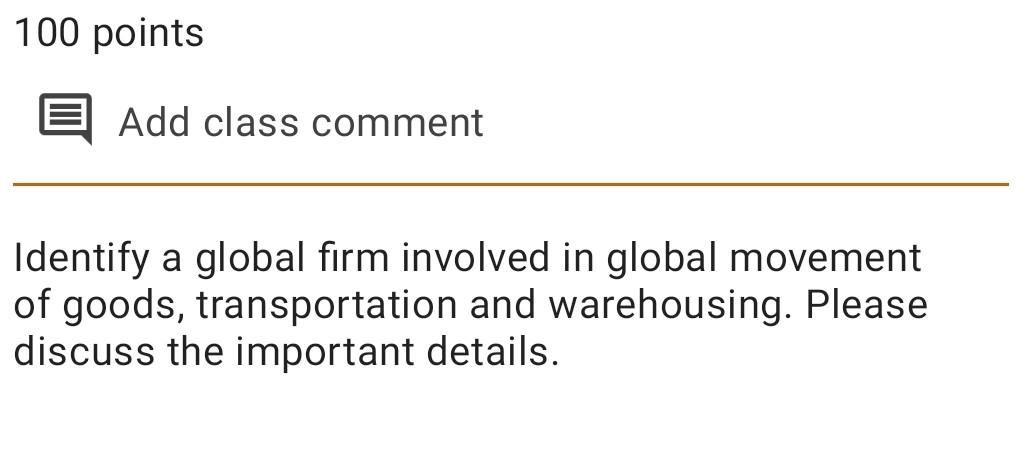 100 points Add class comment Identify a global