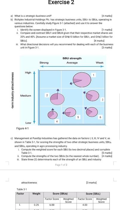 Exercise 2 a) What is a strategic business unin 4