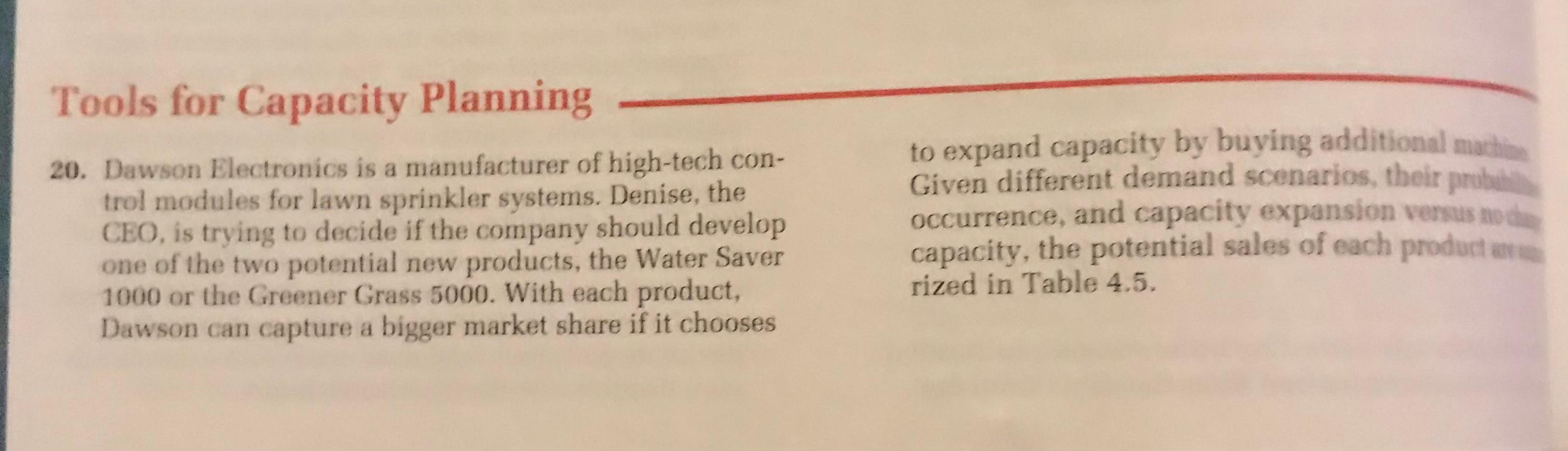 Please Help with #20 Tools for Capacity Planning