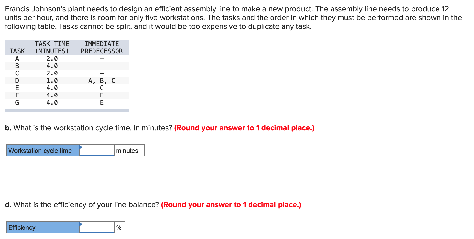 Francis Johnsons plant needs to design an