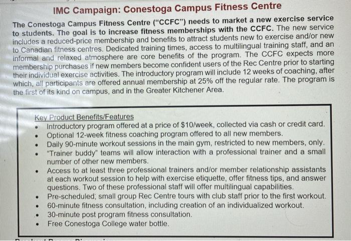 IMC Campaign: Conestoga Campus Fitness Centre The