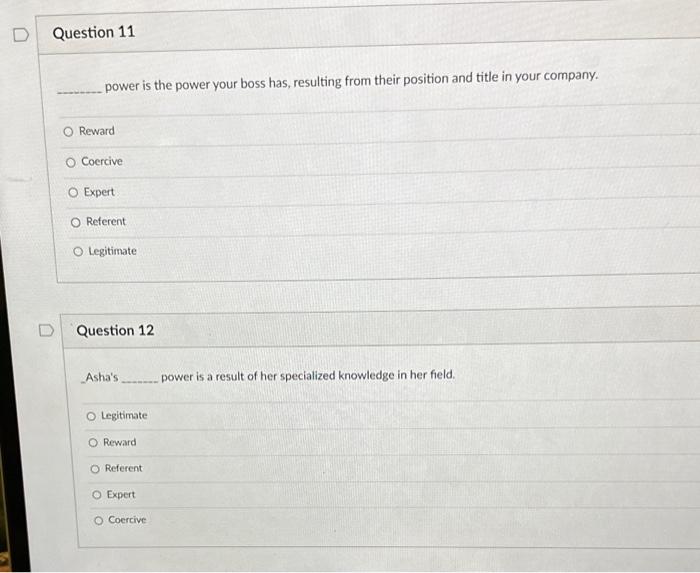 power is the power your boss has, resulting from