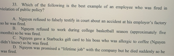 33. Which of the following is the best example of