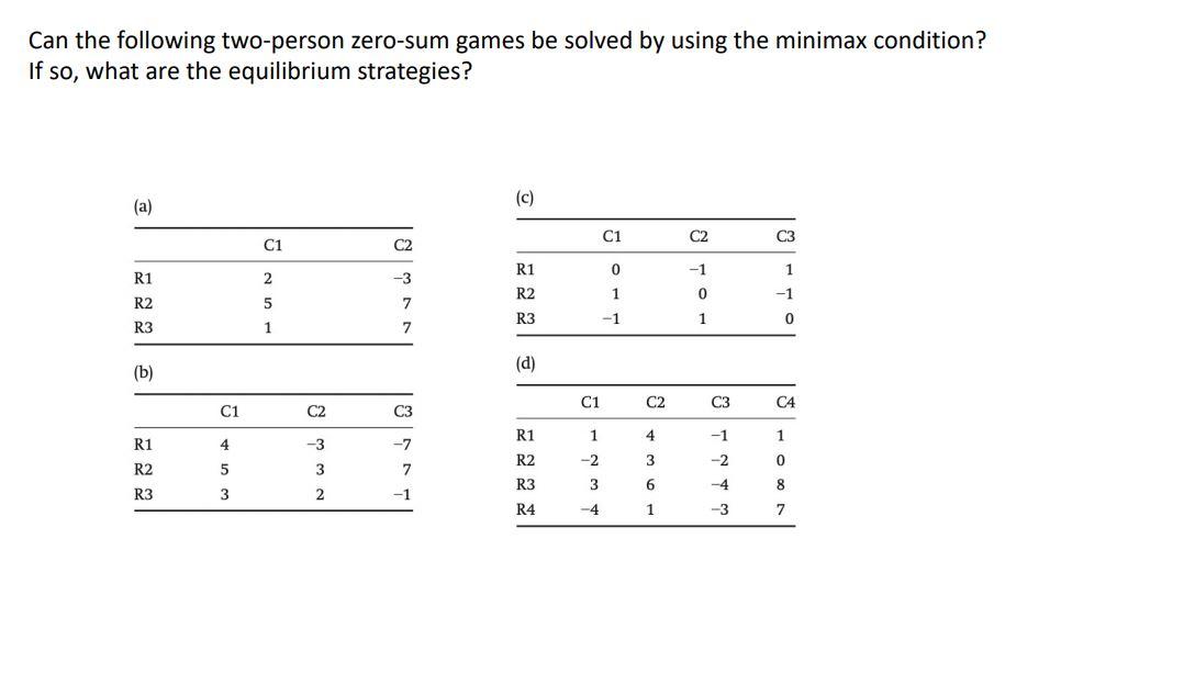 please solution Can the following two-person