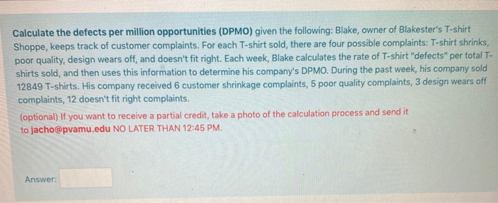 Calculate the defects per million opportunities