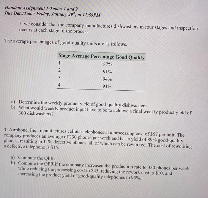 Handout Assignment 1-Topics 1 and 2 Due