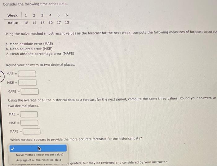 Consider the following time series data. Using
