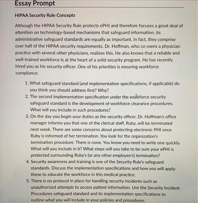 please answer 4 and 5 HIPAA Security Rule