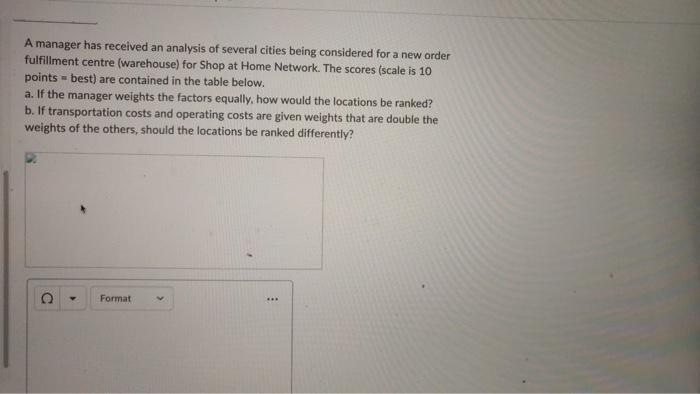 A manager has received an analysis of several