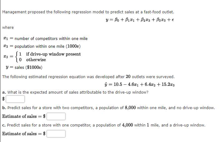 Management proposed the following regression
