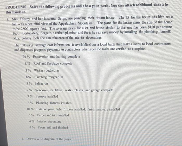2OBLEMS. Solve the following problems and show