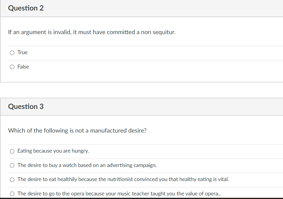 Question 2 If an argument is invalid, it must