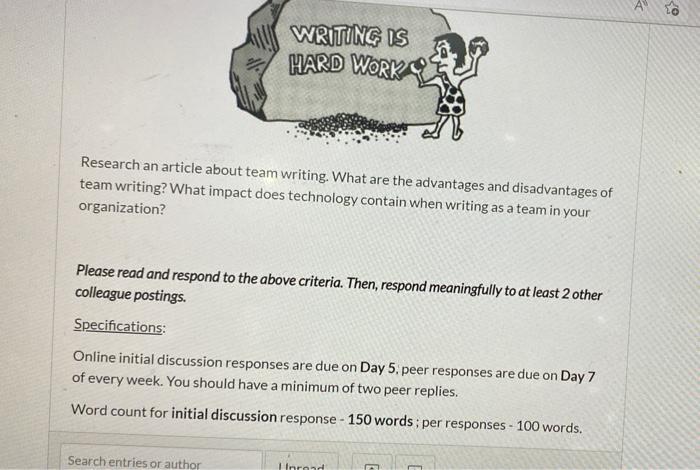 > WRITING IS HARD WORK Research an article about