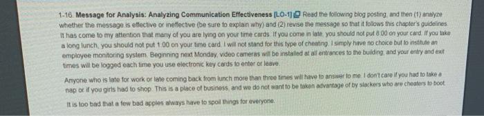 1-16 Message for Analysis: Analyzing