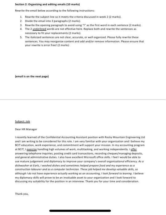 Section 2: Organizing and editing emails (10