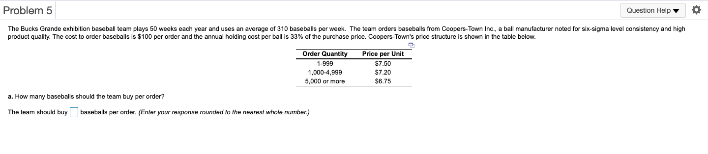undefined Problem 5 Question Help The Bucks