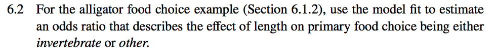 6.2 For the alligator food choice example