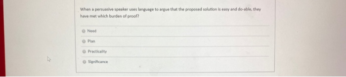 When a persuasive speaker uses language to argue