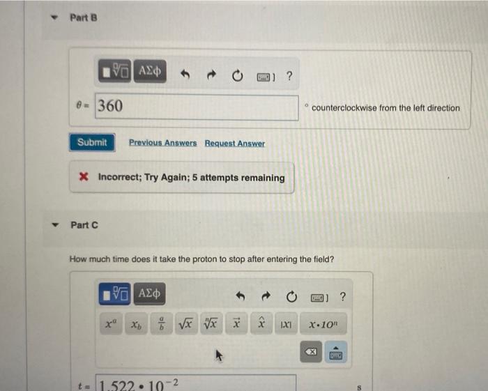 A proton is traveling horizontally to the right
