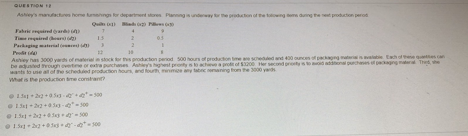 3 12 QUESTION 11 Ashley's manufactures home