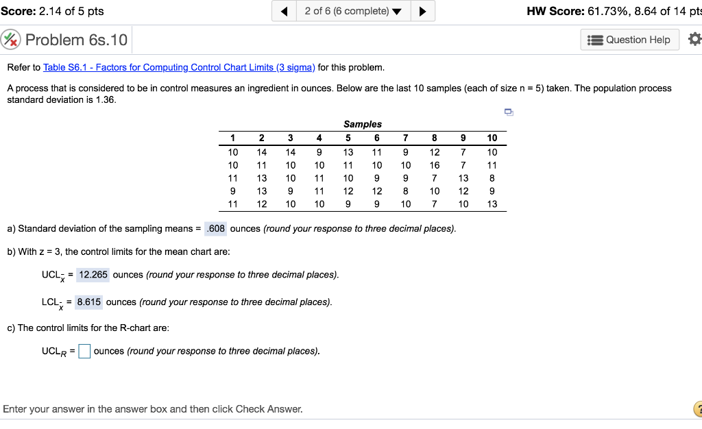 2 of 6 (6 complete) Score: 2.14 of 5 pts %)