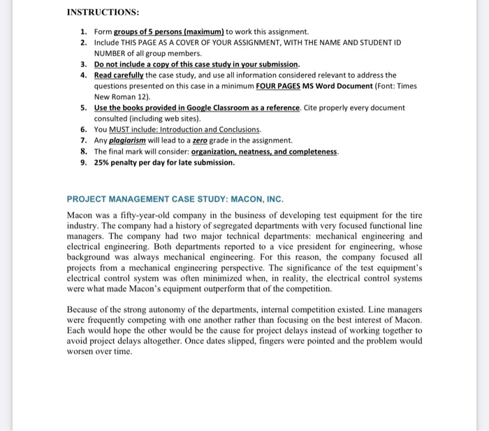 INSTRUCTIONS: 1. Form groups of 5 persons