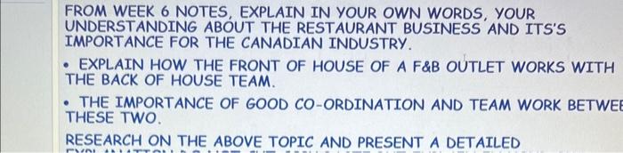 FROM WEEK 6 NOTES, EXPLAIN IN YOUR OWN WORDS,