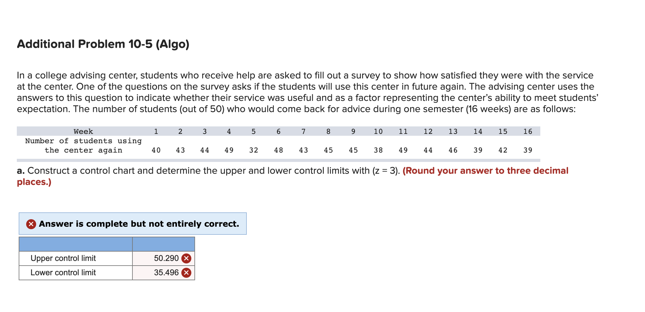 Additional Problem 10-5 (Algo) In a college