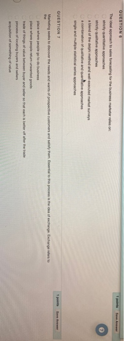 QUESTION 6 1 points Save Answer The ideal