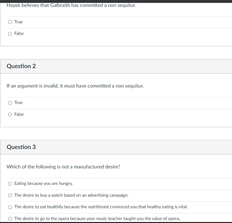 Hayek believes that Galbraith has committed a non