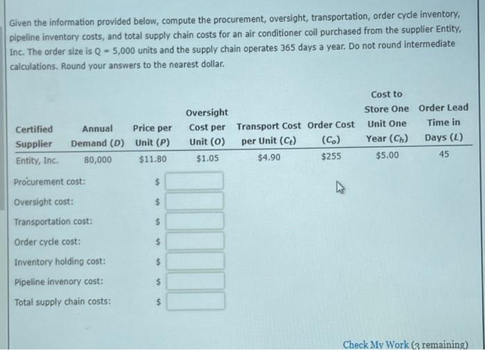 Given the information provided below, compute the