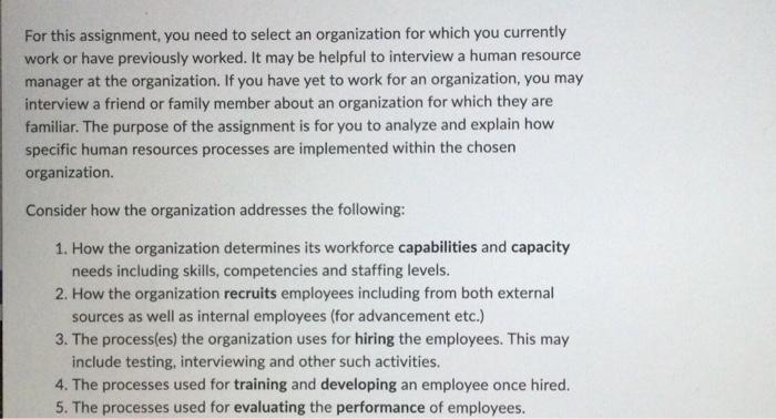 For this assignment, you need to select an