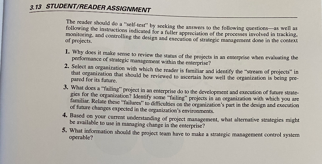 3.13 STUDENT/READER ASSIGNMENT The reader should