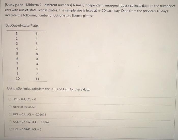 [Study guide - Midterm 2 - different numbers] A