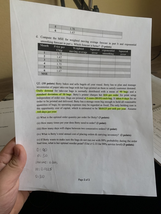 OPRE 3310: Homework Assignment (return before Da